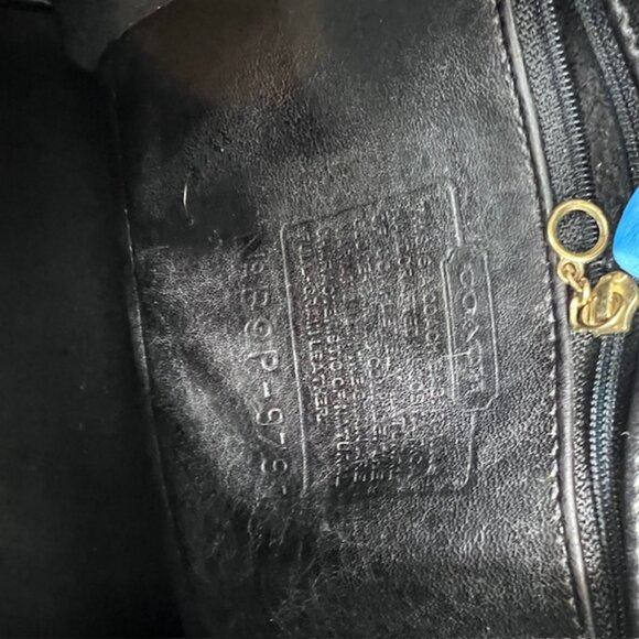 Vtg Coach Black Leather  Backpack Rucksack Drawstring + Celine Handkercheif(36) - Picture 8 of 15